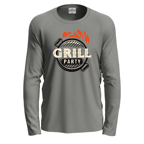 T-shirt a manica lunga con stampa DTF carne barbecue idea regalo per cuochi o amanti della griglia L rosso